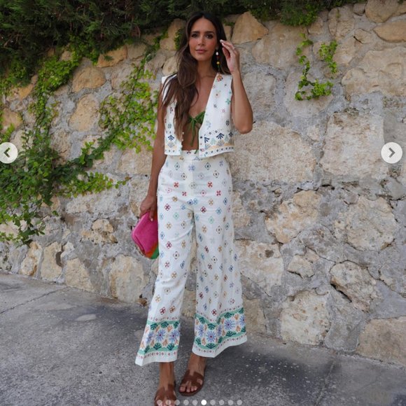 ZARA Linen printed vest White multicolor XS S XL - Picture 3 of 12